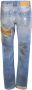 Palm Angels Opvallende Palm Tree Patchwork Jeans Blauw Heren - Thumbnail 2