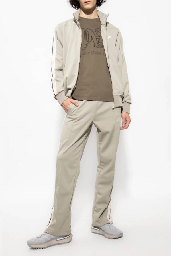 Palm Angels Trainingsjack met geborduurd logo Beige - Foto 8