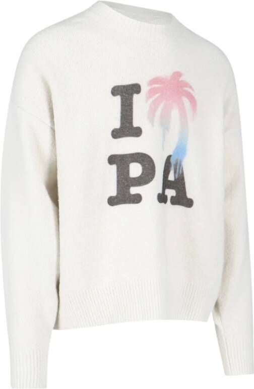 Palm Angels Witte Sweaters met I Love Pa Print Wit Heren