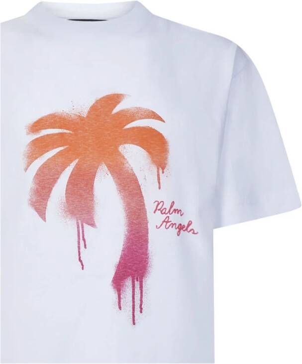 Palm Angels Sprayed Logo Sportshirt Wit Heren
