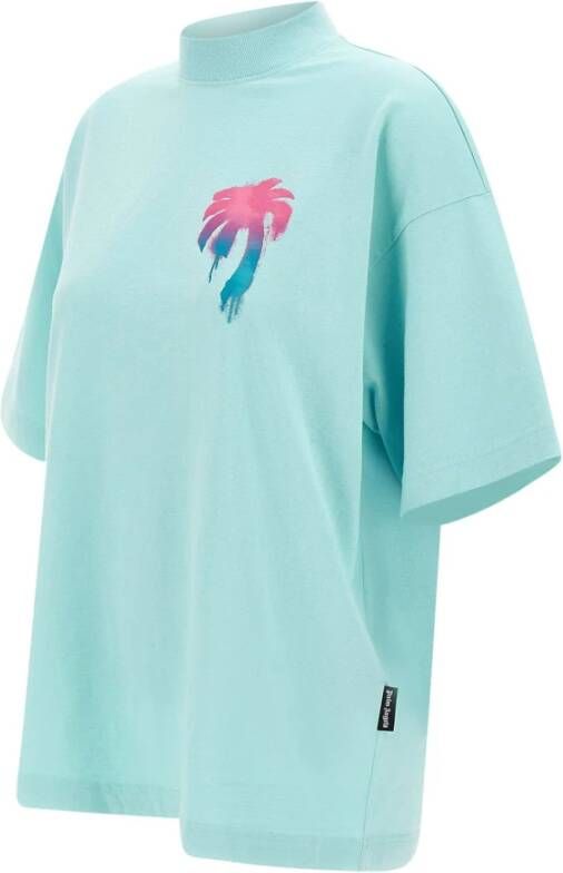 Palm Angels T-shirt met tekst Blauw - Foto 3