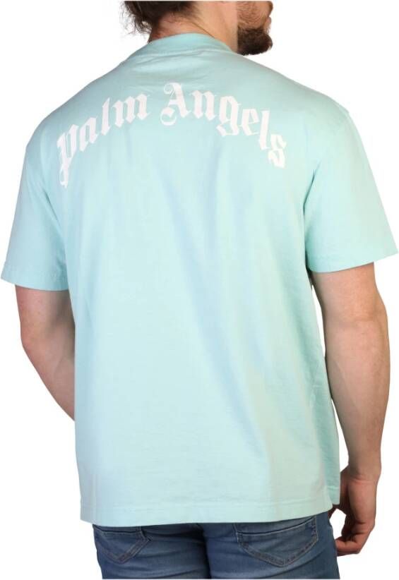Palm Angels Lente Zomer Heren T-shirt met Korte Mouwen Blauw Heren