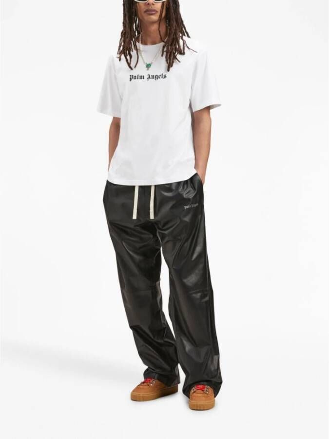 Palm Angels Logo-print Crew-neck T-shirt in Wit Heren