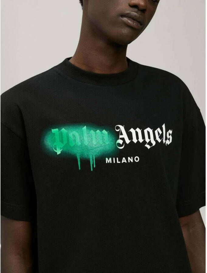 Palm Angels Logo T-shirt Zwart Heren