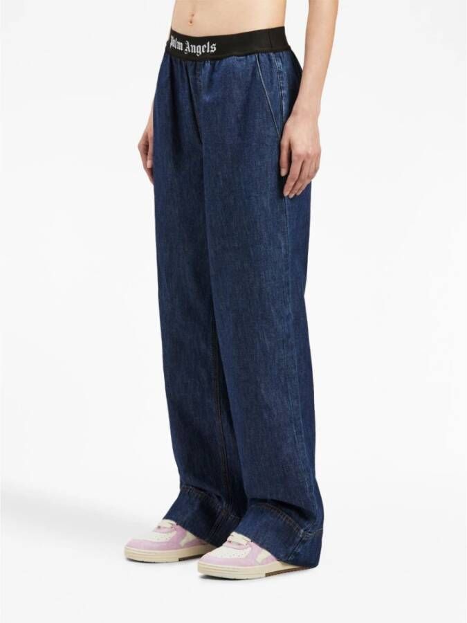 Palm Angels Wide Trousers Blauw Dames