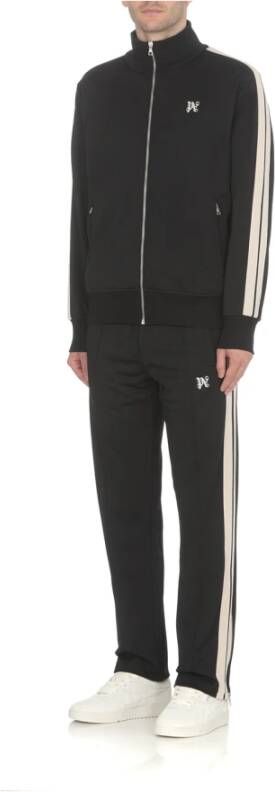 Palm Angels Zwart Tech Fabric Sweatshirt met Iconische Strepen Zwart Heren