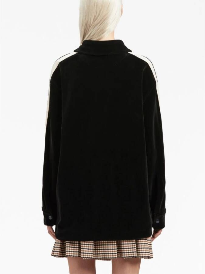Palm Angels Zwart Velvet Classic Track Shirt Zwart Dames