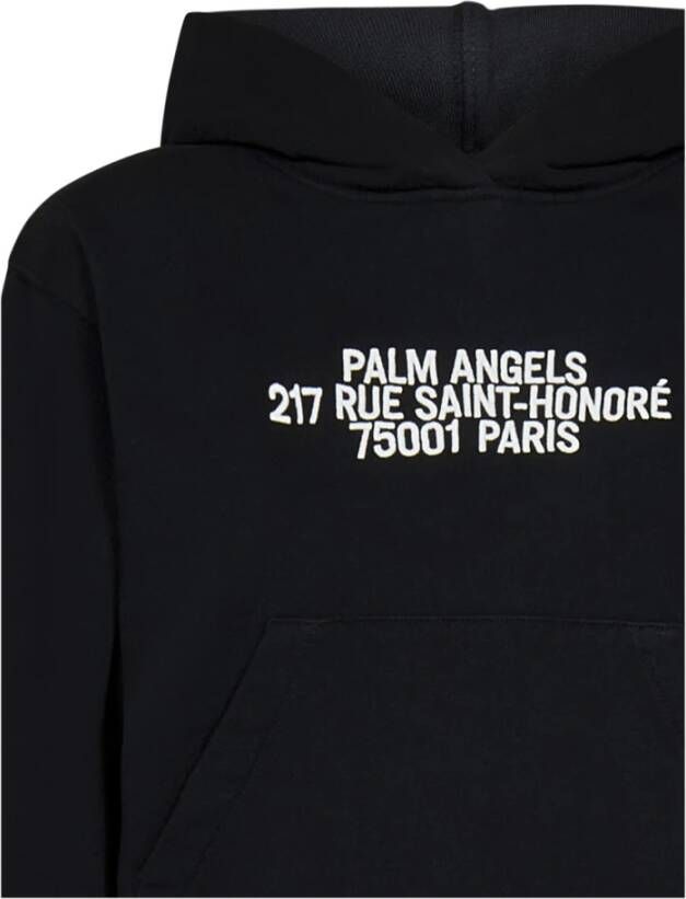 Palm Angels Zwarte katoenen hoodie met wit borduurwerk Black Dames