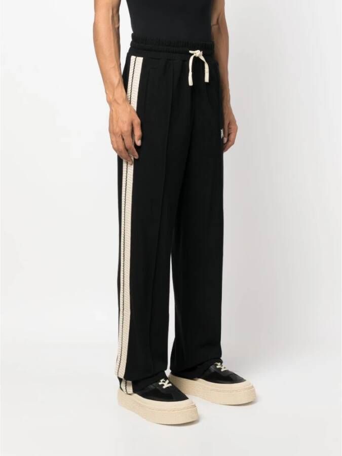 Palm Angels Zwarte Monogram-geborduurde Track Pants Zwart Heren