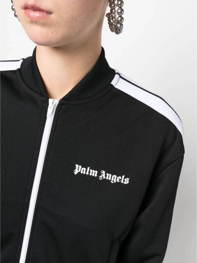 Palm Angels Zwarte Sweaters met Bomber Track Jacket Stijl Black Dames