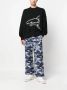Palm Angels Zwarte katoenen sweatshirt met gespleten haaienborduursel Zwart Heren - Thumbnail 5