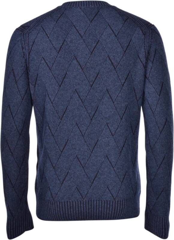 Paolo Fiorillo Capri Cashmere Zig Zag Trui Blauw Heren