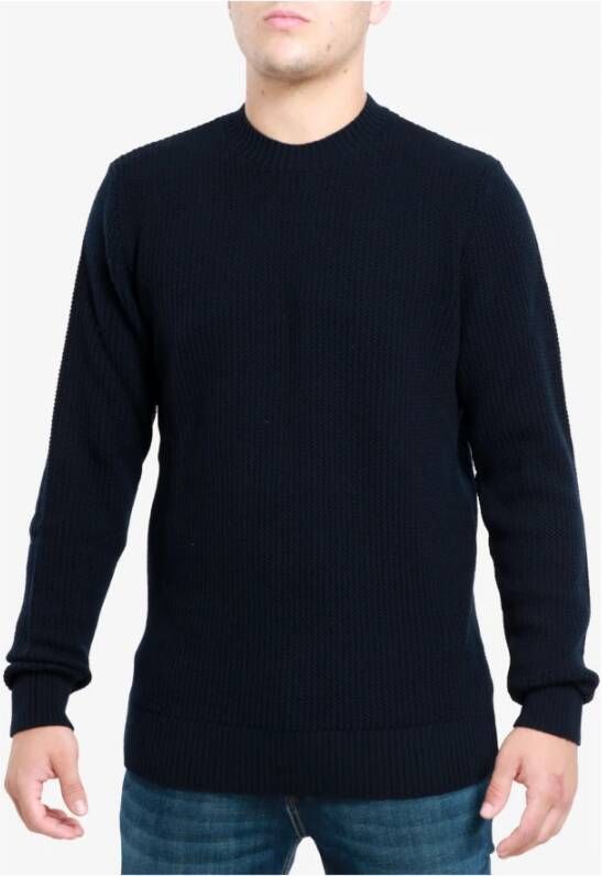 Paolo Pecora Blauwe Wollen Trui Ronde Hals Lange Mouwen Blauw Heren
