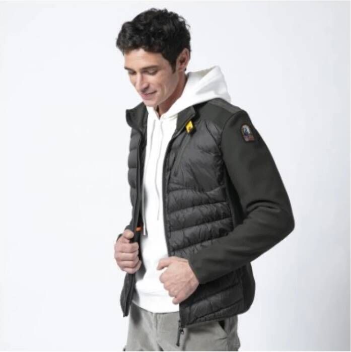 Parajumpers Khaki Groene Gewatteerde Bi-Materiaal Jas Groen Heren