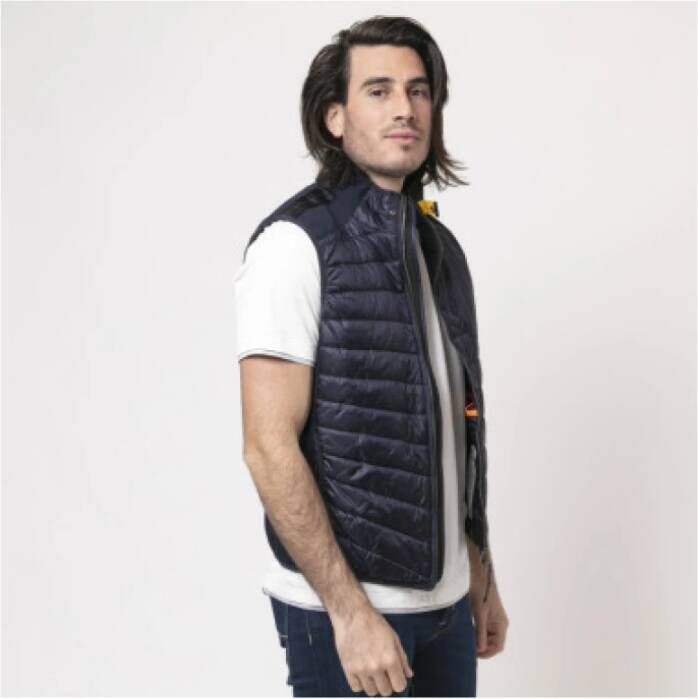 Parajumpers Marineblauwe gewatteerde mouwloze jas met hoge kraag Blauw Heren