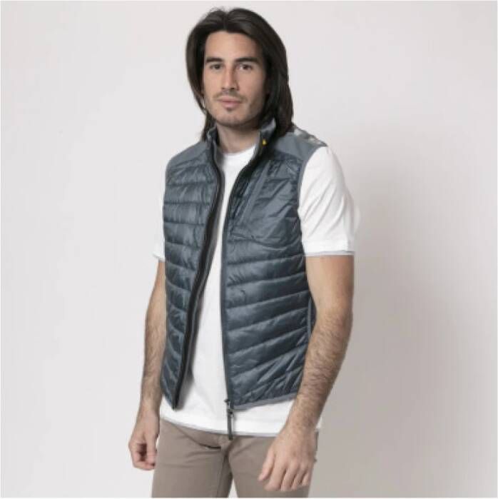 Parajumpers Blauwe gewatteerde mouwloze vest met hoge kraag Blauw Heren