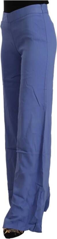 P.a.r.o.s.h. Blue High Waist Viscose Straight Wide Leg Pants Blauw Dames