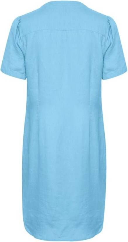 Part Two Korte Linnen Zomerjurk Blauw Dames