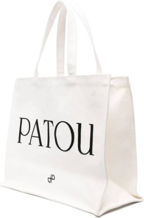 Patou Witte Biologisch Katoenen Logo Print Tote Tas Wit Dames