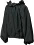 Patou Zwarte blouse met ruche en striksluiting Zwart Dames - Thumbnail 2