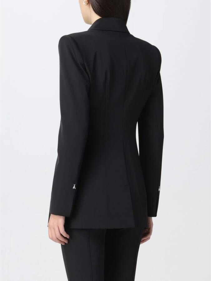 PATRIZIA PEPE Zwarte stretch stoffen jas voor een slanke en elegante silhouet Zwart Dames