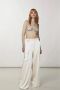 PATRIZIA PEPE Rhinestone Mesh Mouwloze Top Beige Dames - Thumbnail 7