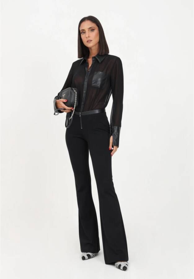 PATRIZIA PEPE Elegante zwarte broek met lage taille voor vrouwen Zwart Dames