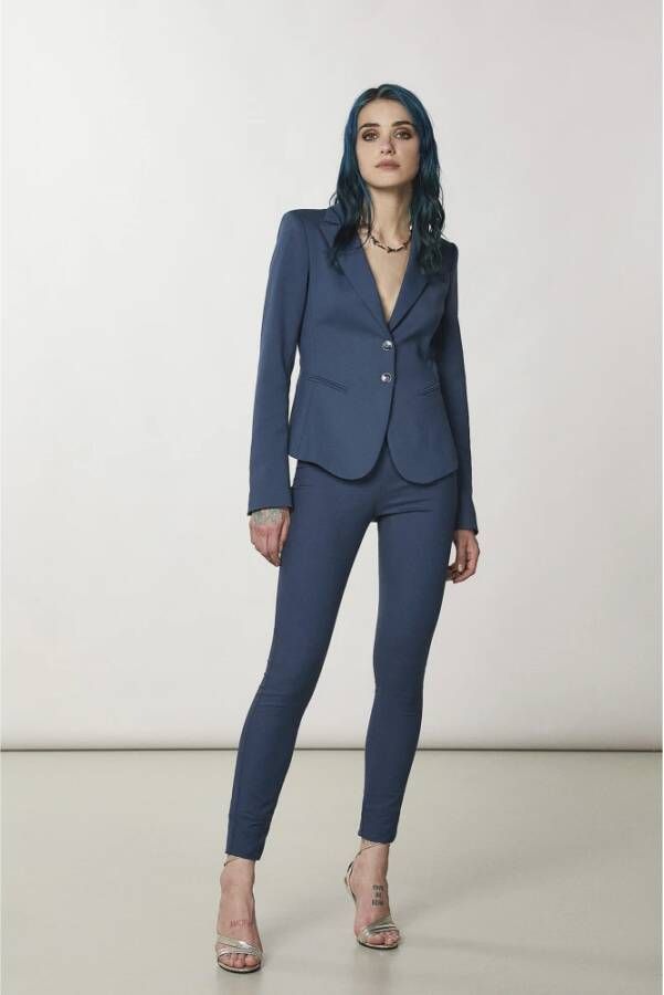 PATRIZIA PEPE Vibrant Slim-Fit Blazer Blauw Dames