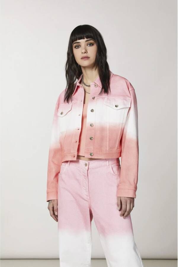 PATRIZIA PEPE Nuance Denim Jack Sorbetkleurig Regular Fit Oranje Dames