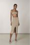 PATRIZIA PEPE Slim Fit Ribgebreide Midi Rok Beige Dames - Thumbnail 6