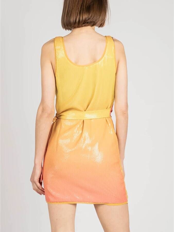 PATRIZIA PEPE Mini Wikkeljurk met Pailletten Oranje Dames