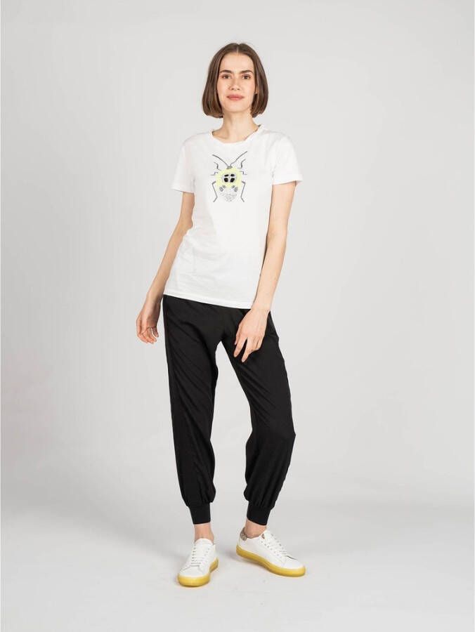 PATRIZIA PEPE Jetfly Handtekening T-Shirt Wit Dames