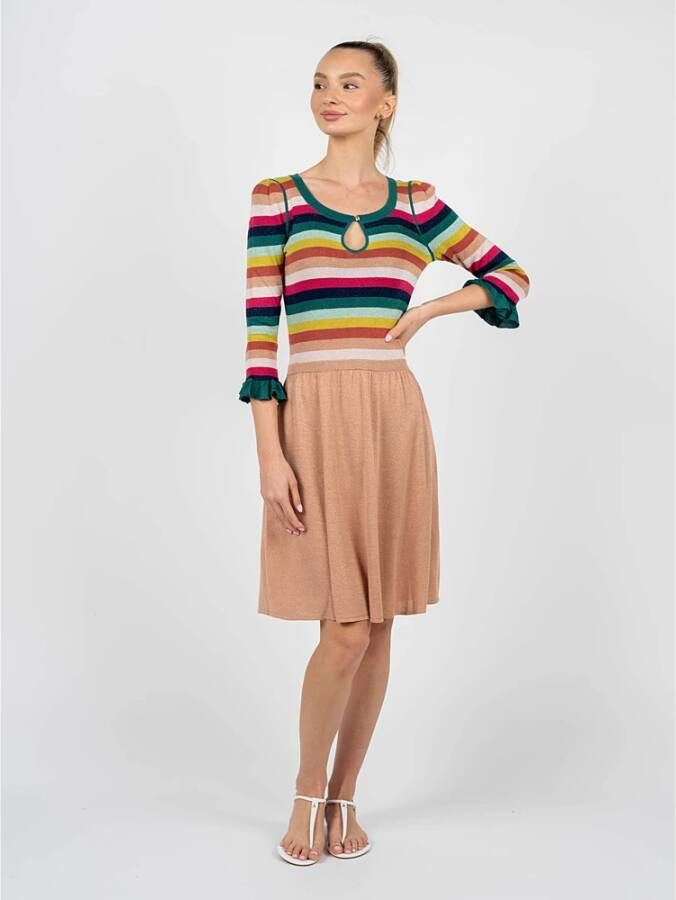 PATRIZIA PEPE Midi Lengte Metallic Draad Jurk Meerkleurig Dames