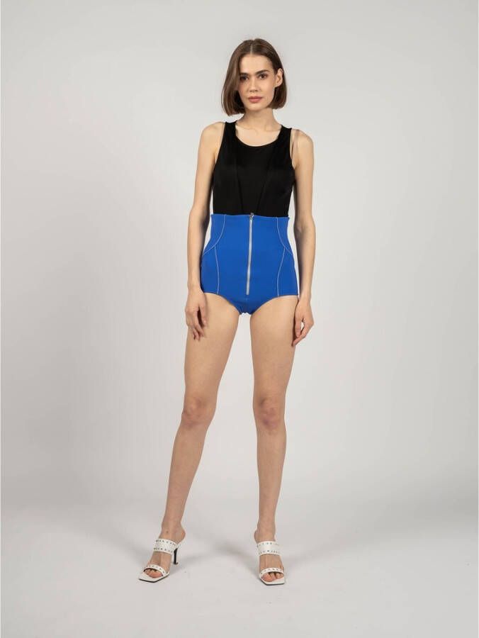 PATRIZIA PEPE Korte shorts met ritssluitingdecoratie Blauw Dames