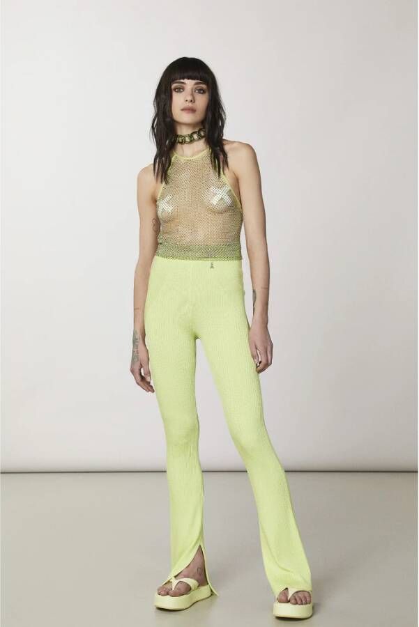 PATRIZIA PEPE Ribgebreide Slim Fit Broek Groen Dames