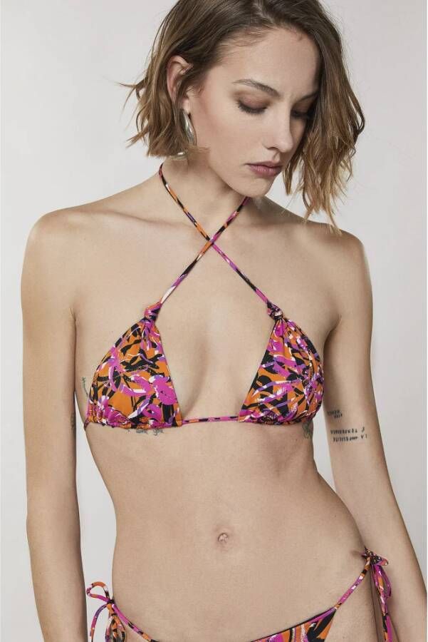PATRIZIA PEPE Grafisch Print Triangle Bikini Top Oranje Dames