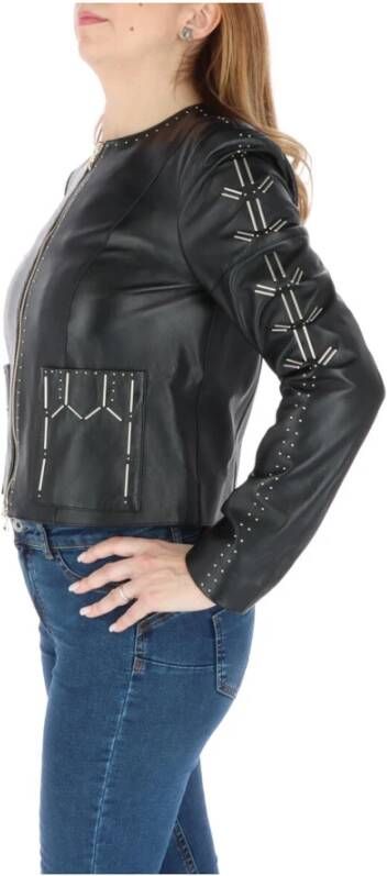 PATRIZIA PEPE Zwarte Blazer voor Dames met Rits Zwart Dames