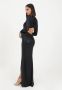 PATRIZIA PEPE Zwarte lange jurk met open rug en gerimpelde details Zwart Dames - Thumbnail 2