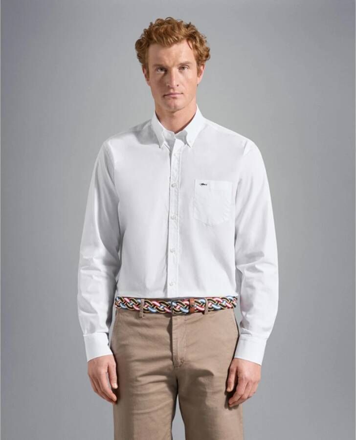PAUL & SHARK Wit Formeel Overhemd met Lange Mouwen en Borstzak Wit Heren