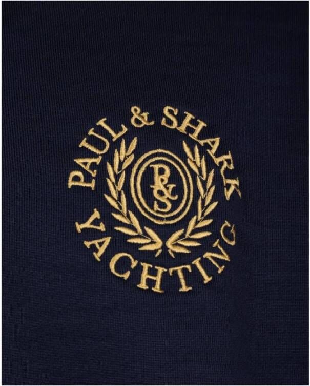 PAUL & SHARK Geborduurde Polyester Rits Hoodie Blue Heren