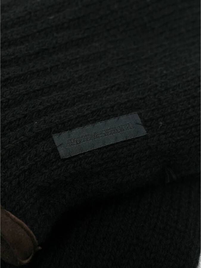 PAUL & SHARK Geribbelde wollen handschoenen 100% zuivere wol Zwart Heren