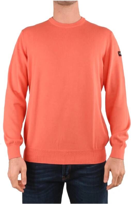 PAUL & SHARK Ronde Hals Gebreide Kleding 176 Zalm Bedekking Oranje Heren