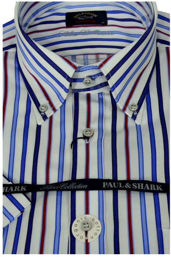 PAUL & SHARK Formeel Overhemd met Bib Borduurwerk Blauw Heren
