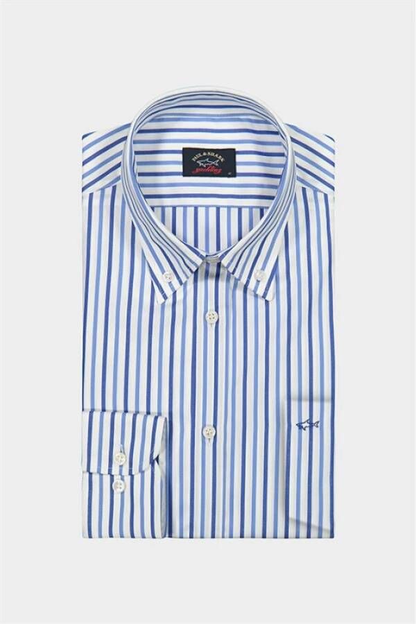PAUL & SHARK Upgrade je casual garderobe met de stijlvolle 001 Rigato Camicia Blauw Heren
