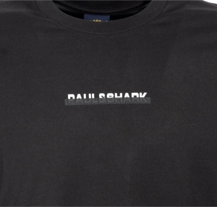 PAUL & SHARK Heren T-shirt van katoen met print Stijl 13311616 Zwart Heren