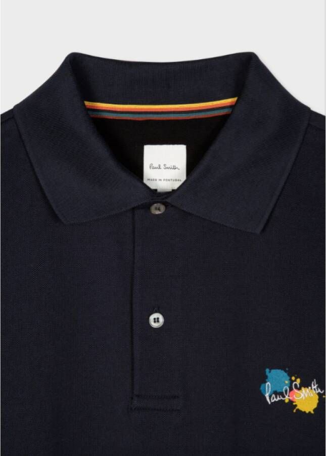 Paul Smith Blauw Paint Splatter Polo Shirt Blauw Heren