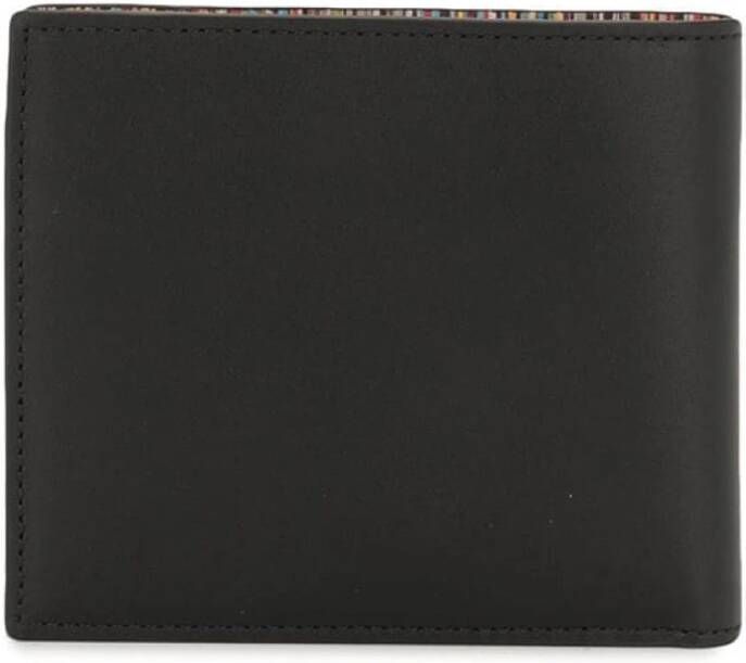 Paul Smith Zwarte Leren Billfold Portemonnee met Gouden Logo Belettering Zwart Heren