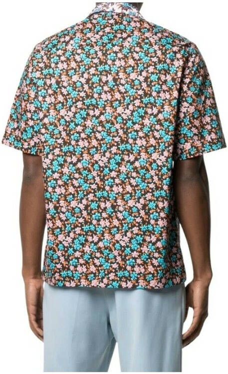 Paul Smith Rizo Floral Print Korte Mouwen Shirt Blauw Heren