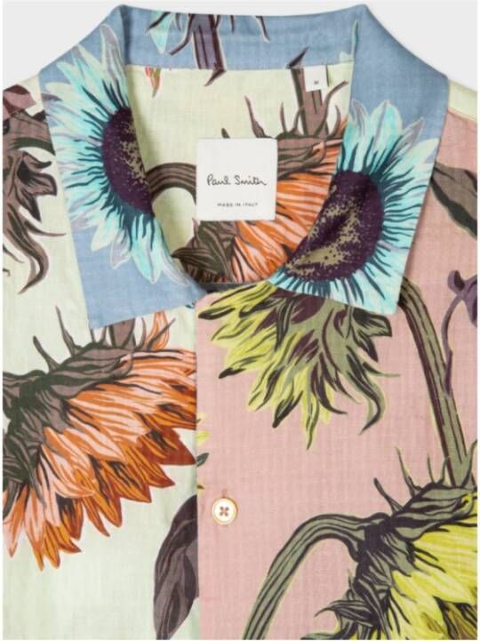 Paul Smith Zonnebloem Print Linnen-Katoenen Shirt Beige Heren