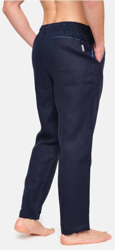 Peninsula Klassieke en Verfijnde Linnen Broek Blue Heren